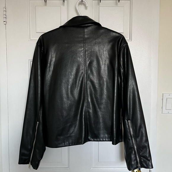 Zara Black Faux Leather Zip-Up Jacket - Picture 10 of 10